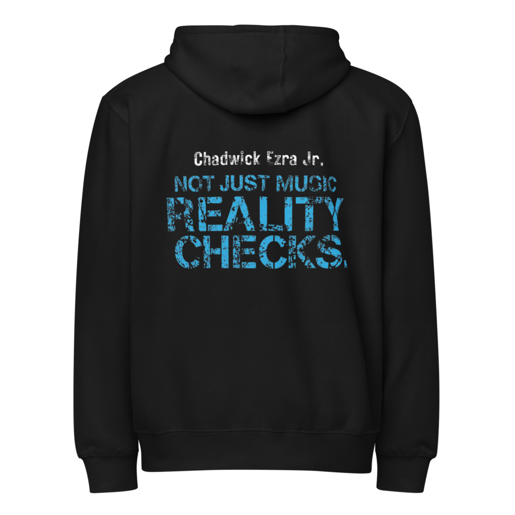 Not Just Music. Reality Checks. Premium full zip hoodie - Unisex